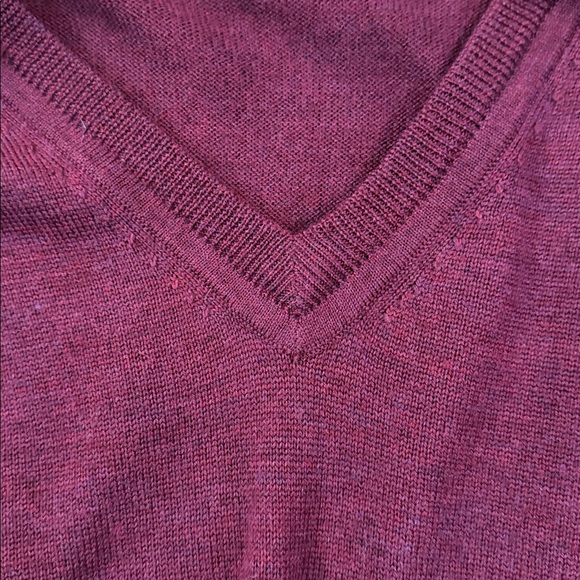 Raffi Bronson Merino Wool V-Neck Sweater Merlot Red Raglan Lightweight Medium - Picture 7 of 13